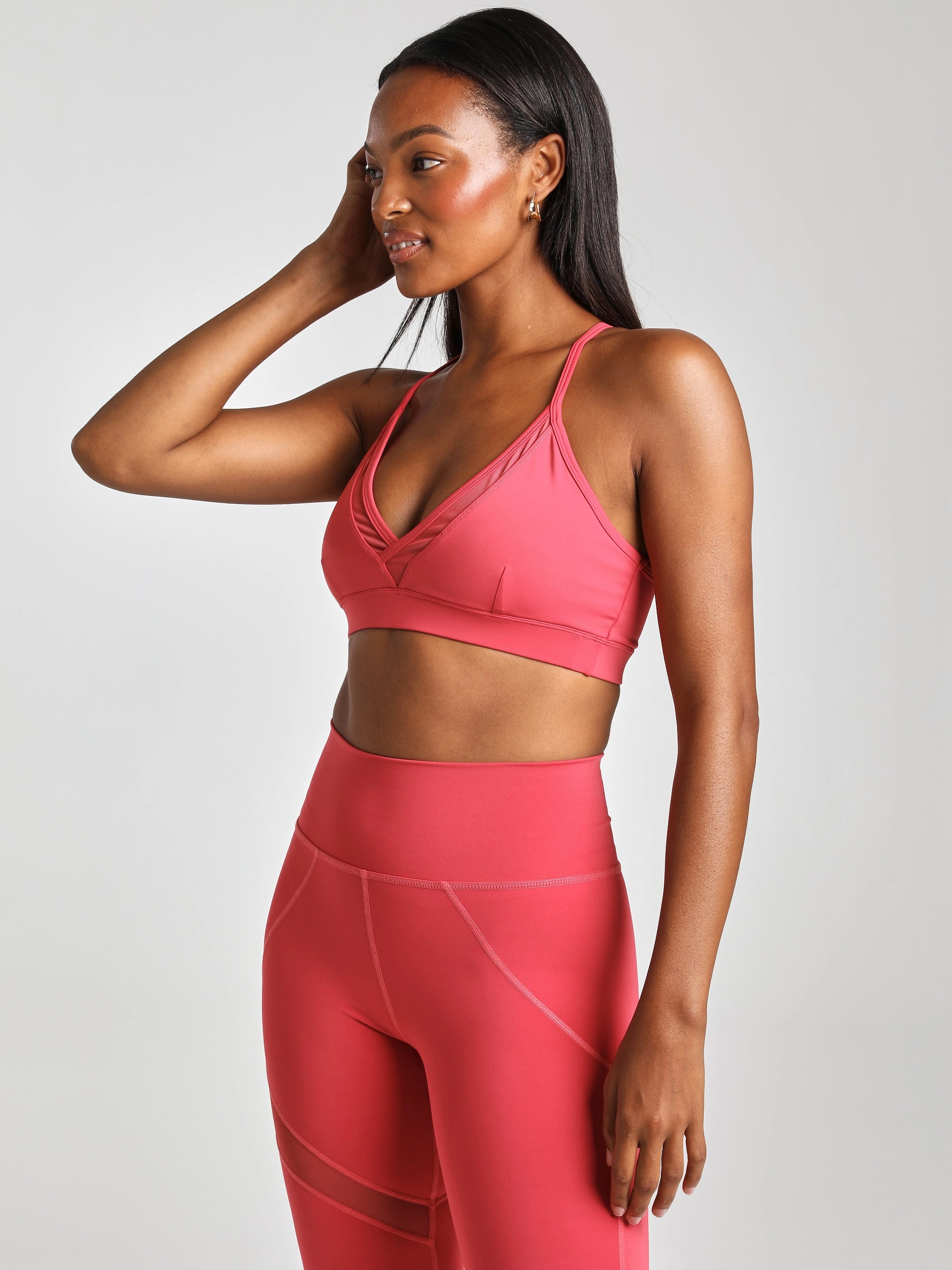 V-Neck Mesh Panel Bra
