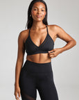 V-Neck Mesh Panel Bra