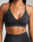 V-Neck Mesh Panel Bra