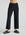 model wears black wide leg relaxed rib cropped pant